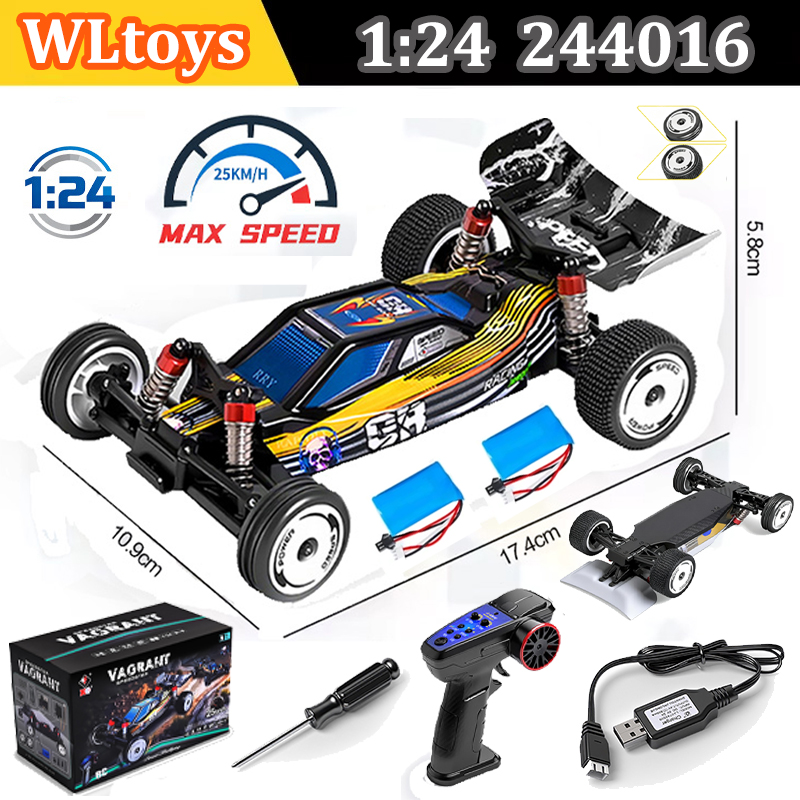 WLtoys 244016 高速カー、プロポーショナル 1:24、高品質リモコン RC カー、二輪駆動、おもちゃとレーシングボーイのギフト