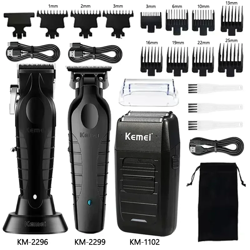 Kemei バリカンキット KM-2296 KM-2299 KM-1102 メンズ電動ヘアトリマーマシンプロフェッショナルヘアカットマシンクリッパー