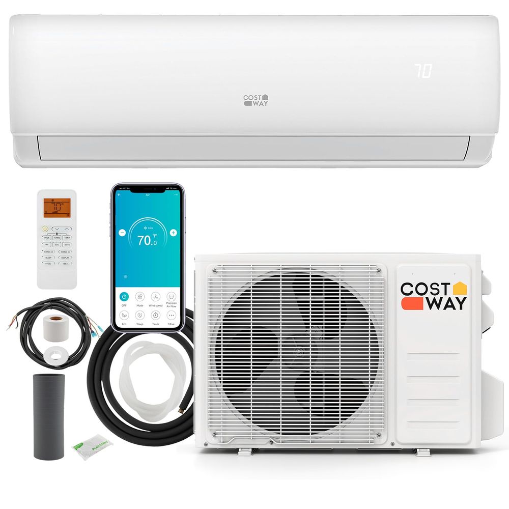 11500 BTU ミニスプリットエアコン、115V 17 SEER2 Wifi 対応インバーターエアコンアンプヒーターポンプシステム冷却最大 75