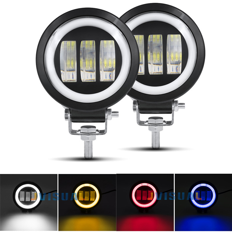 4 インチ 12V 24V 30 ワットラウンドスクエア Led ワークライトエンジェルアイズライトバースポットライトオフロードバイク車ボート 4x4 ATV Led ワークライト