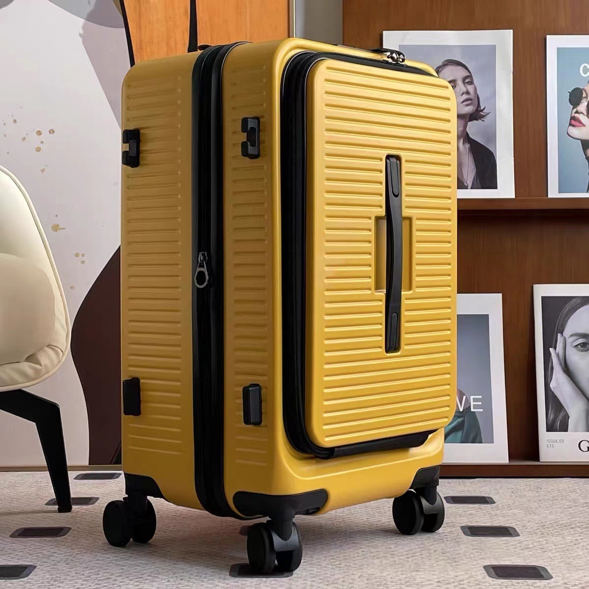 20/24/28 インチ大容量スケーラブルローリング荷物ハードシェル PC 素材スーツケースフロントオープン TSA ロック旅行トロリーバッグ