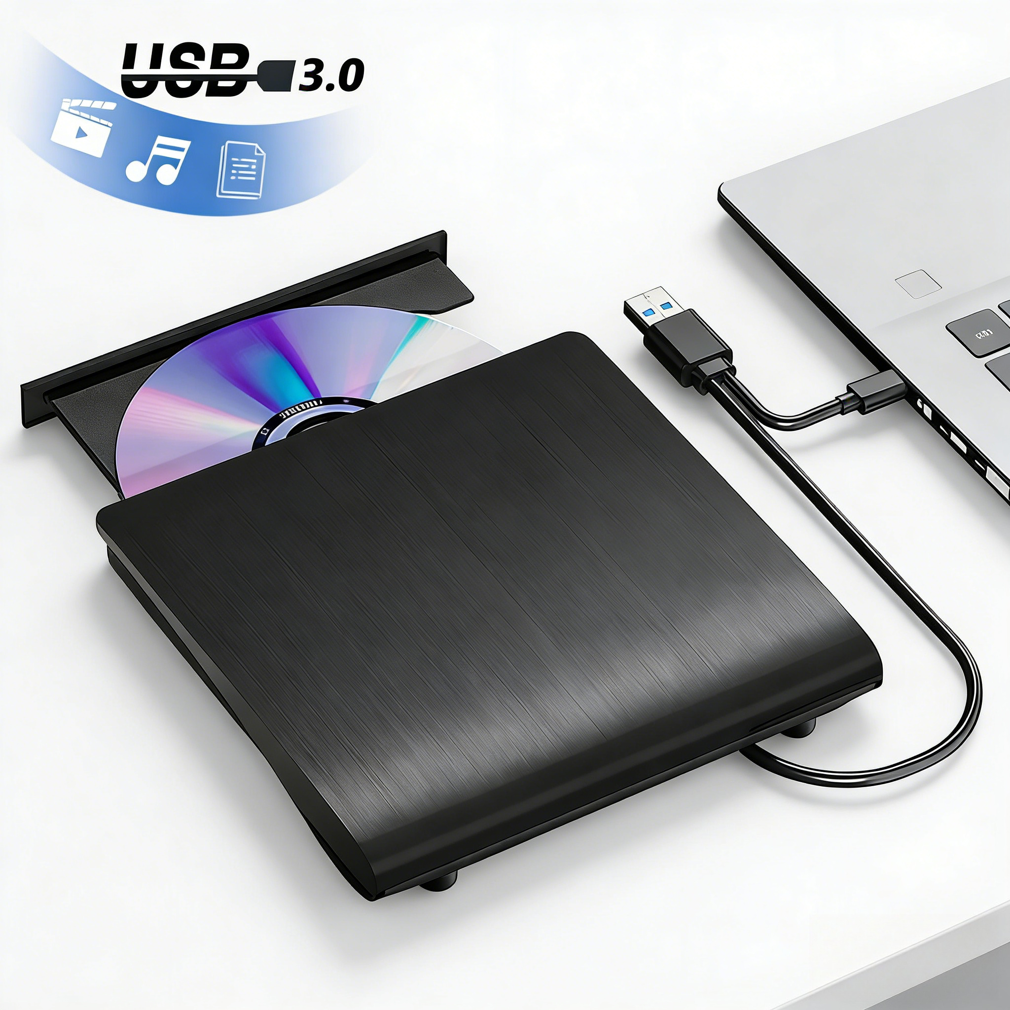 外部 USB 3.0 USB C ポータブル CD DVD RW 光学ドライブ読み取りバーナーラップトップ PC Windows10 11 Linux OS Mac 用