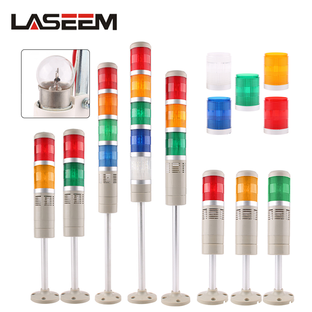 Industrial Multilayer Safety Stack Alarm Lamp Side Hanging LED Signal Tower Warning Light DC12V 24V AC110V 220V with Buzzer