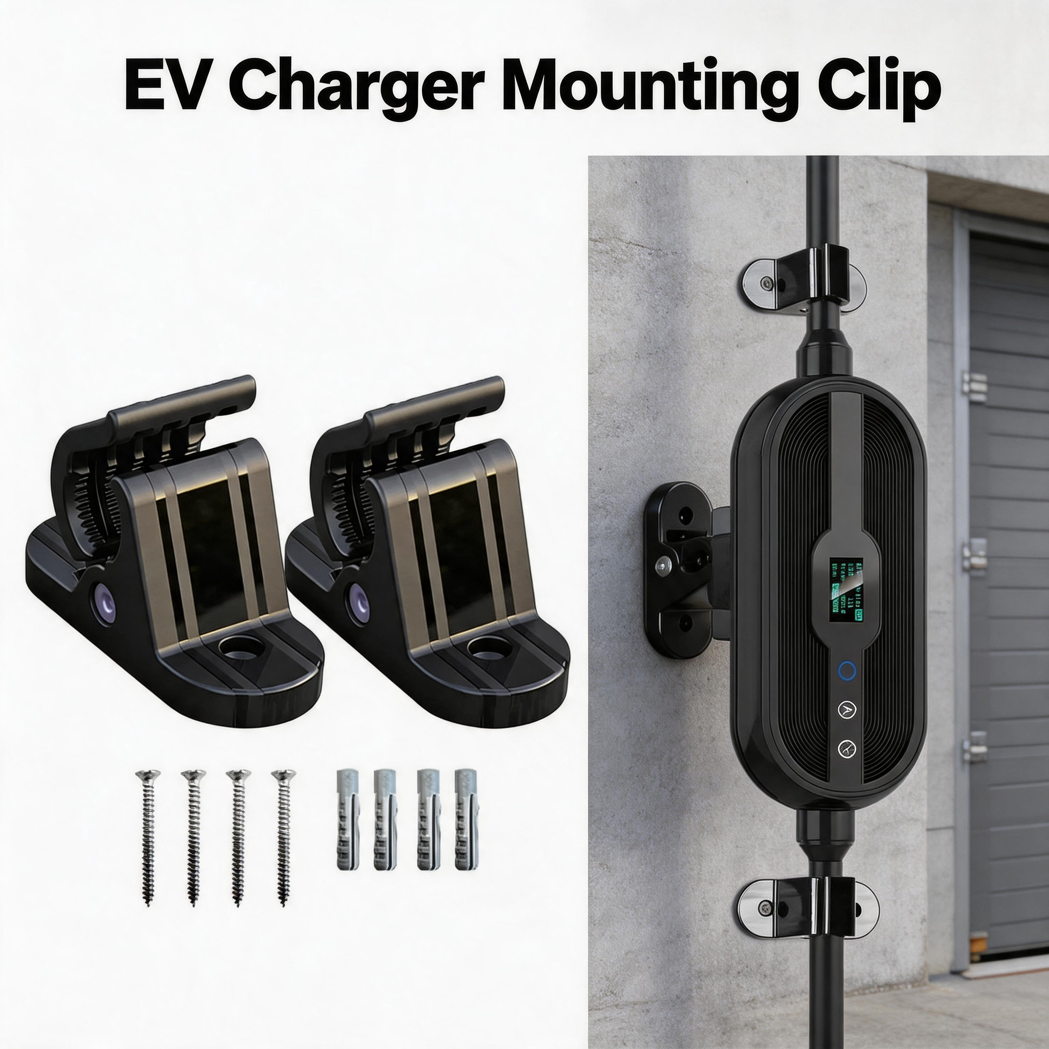 2 パック EV 充電器固定クランプブラケット家庭用ケーブルクリップ家庭用充電ステーションウォールマウント EV 充電器ホルダーブラケット