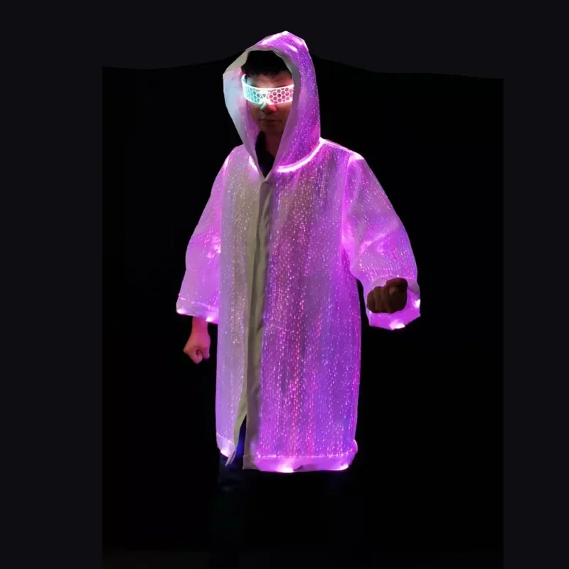 ライトアップジャケット男パーカーナイトクラブパーティー DJ ステージパフォーマンス着用白色 LED トロンダンス着用発光コート 2026