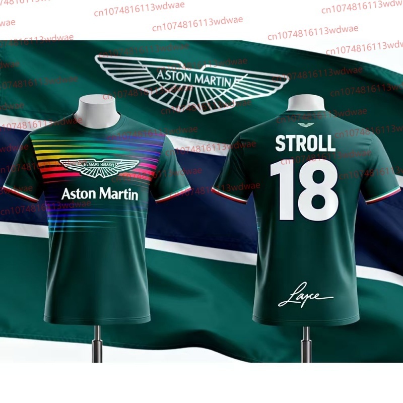 アストンマーティン チーム ストロール 18 F1 レーシング ジャージ Tシャツ スポーツ カジュアル ラウンドネック ファン アパレル 夏 通気性