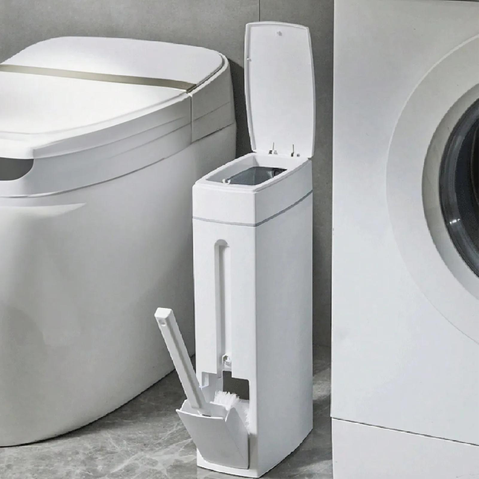 浴室用ゴミ箱 浴室用ゴミ箱 トイレブラシコンボ スペースを節約 小型ゴミ箱蓋 バスルームアクセサリー 狭いゴミ箱