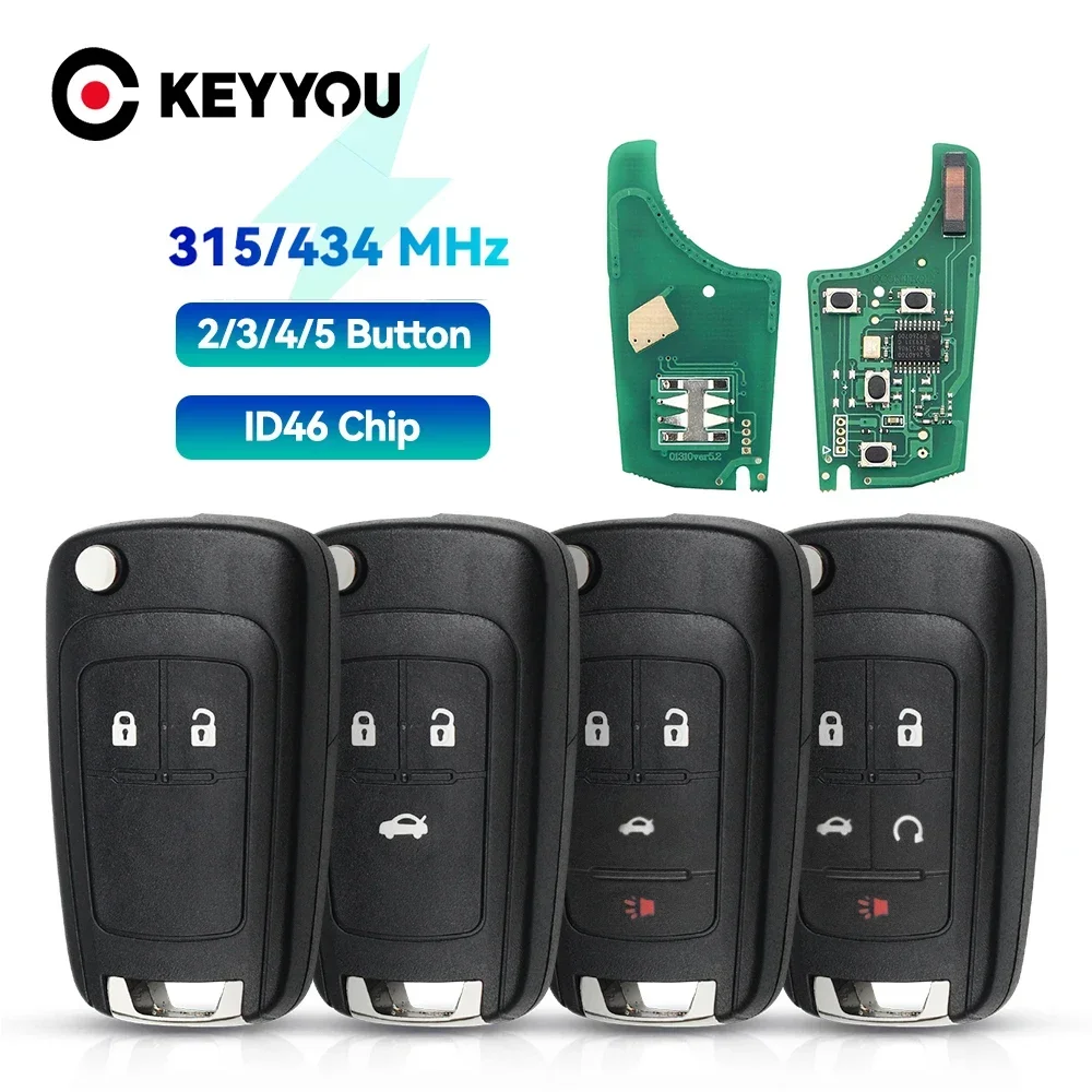 KEYYOU シボレークルーズソニックマリブインパラ春分カマロオーランドオペルボクソール 315/433MHz ID46 チップリモート車のキー