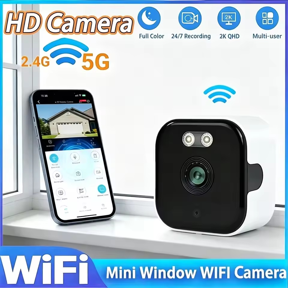 ミニウィンドウカメラは屋外カメラを置き換えます 2.4/5GHz WiFiカメラ 3MP解像度 フルカラーナイトビジョン ウィンドウカメラを通して
