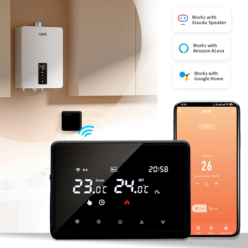 Tuya Wifi ワイヤレスサーモスタットバッテリー加熱サーモスタット Wifi Tuya Wifi サーモスタットガスボイラー温度コントローラ Alexa