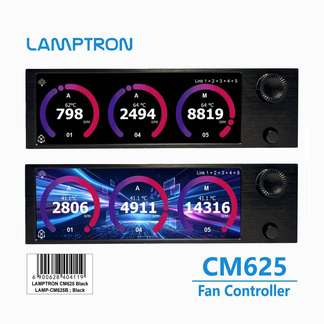 *新製品*ランプトロン CM625 -- ファンコントローラー（ファン制御、音声対話機能、フルカラーディスプレイ、ユーザーによるカスタムデザインインターフェース、時計機能付き）