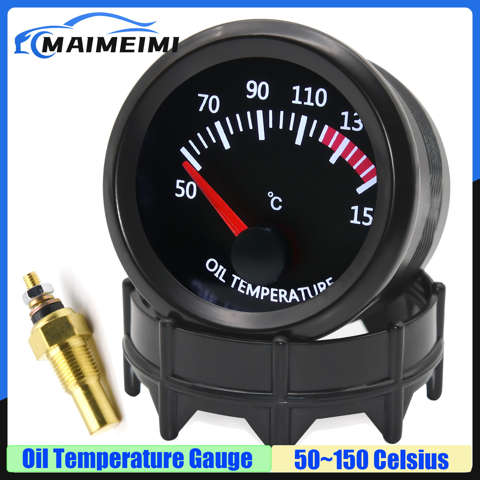 MAIMEIMI 自動車 50 〜 150 ℃ 油温計白色光 2 "52 ミリメートル油温計センサー 1/8NPT レーシングカー 12V