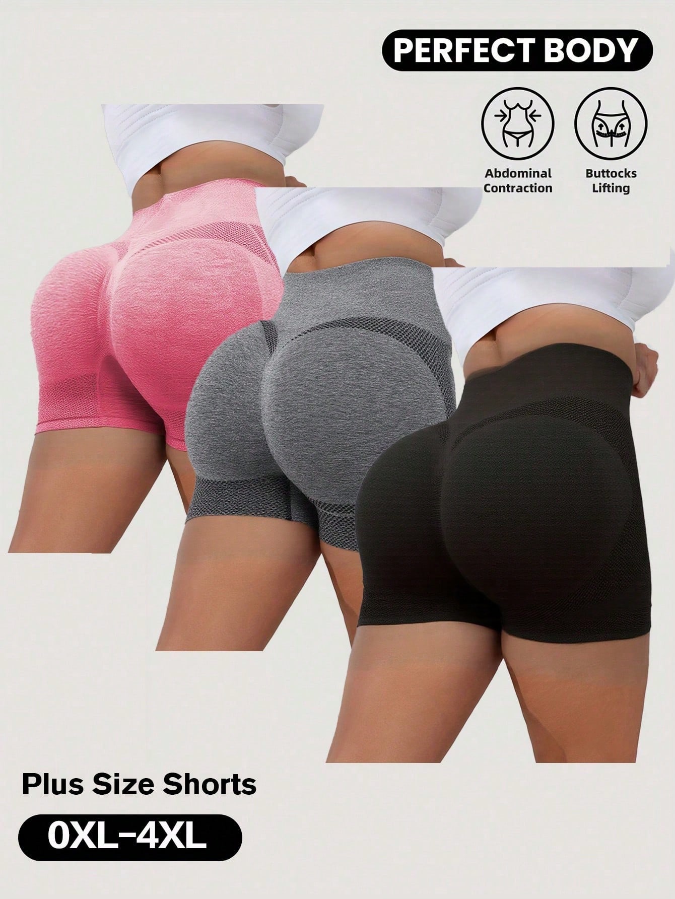 女性プラスサイズソリッドシームレスバットリフティングシェイプウェアショーツ 3 パッククイックドライスポーツショーツヨガランニングサイクリングフィットネス