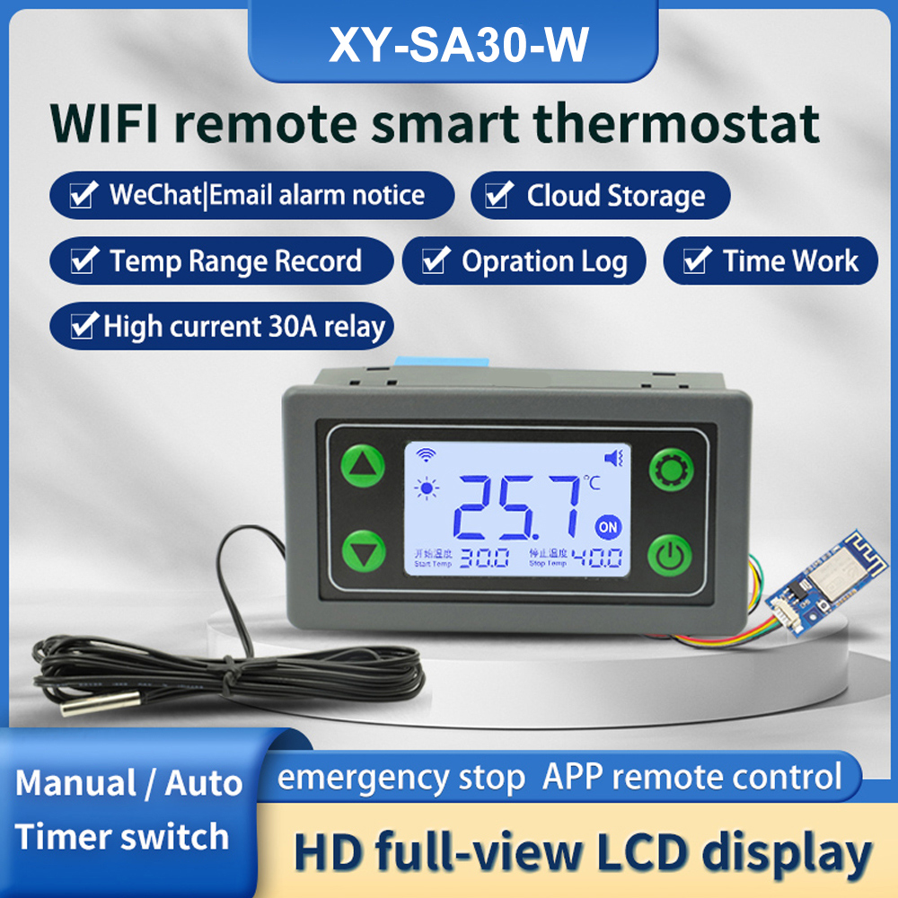 SA30 リモート Wifi サーモスタット アプリ温度コントローラーデジタルディスプレイインテリジェント自動温度コントローラープローブ付き
