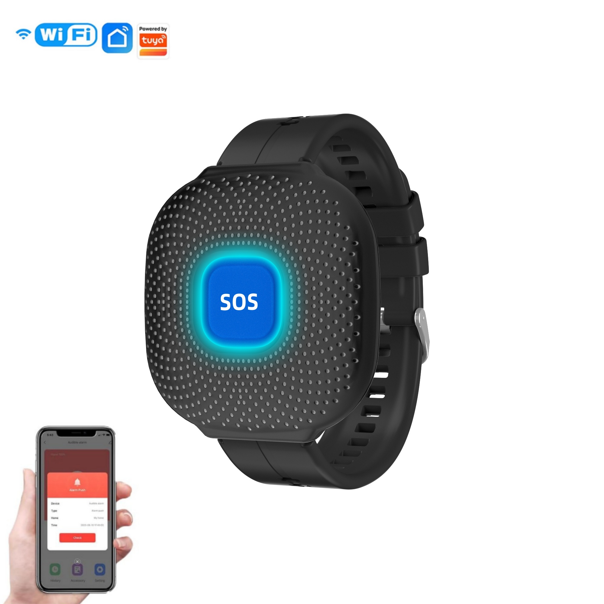 Tuya スマート WiFi Sos パニックボタン バッテリー内蔵、高齢者/妊婦/子供用アラーム USB 充電 APP アラーム 防水