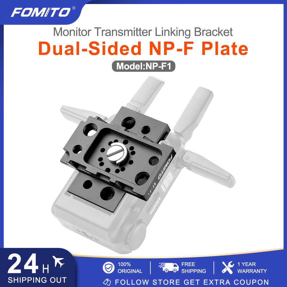 Fomito 両面 NP-F プレートモニター送信機リンクブラケット 90/180 角度調整モニター LED ライトワイヤレス送信