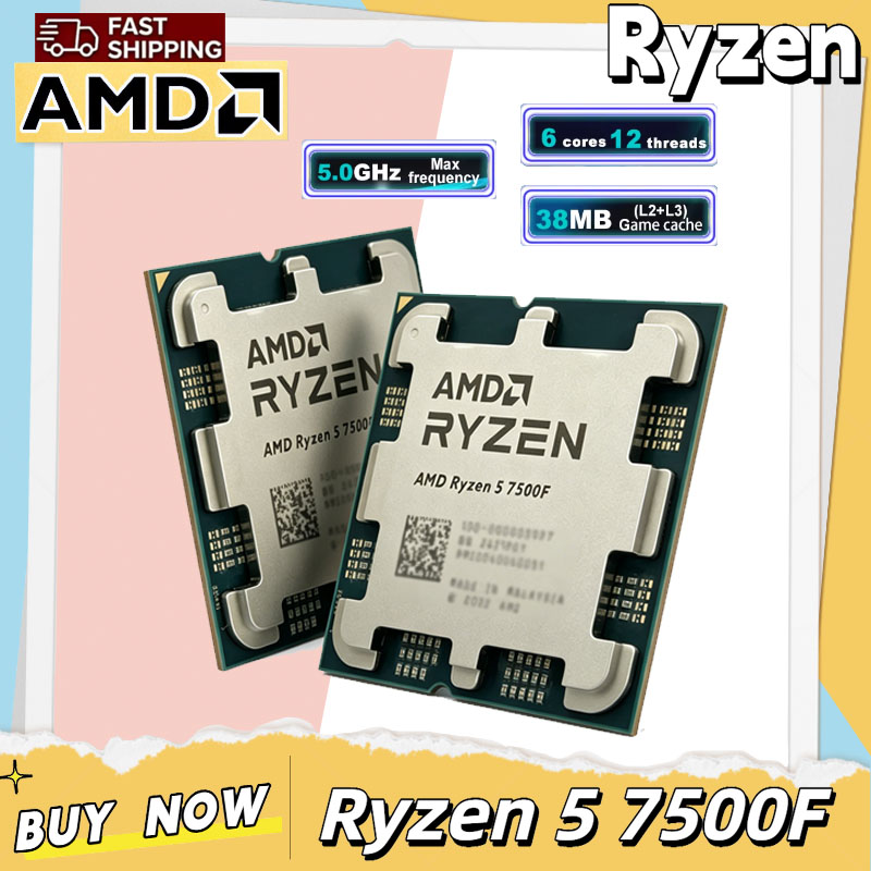 AMD Ryzen 5 7500F 3.7GHz 6 コア 12 スレッド L3 = 32M プロセッサ 65W R5 7500F ソケット AM5 5NM DDR5 PC ゲーマー用の新しいゲーム CPU