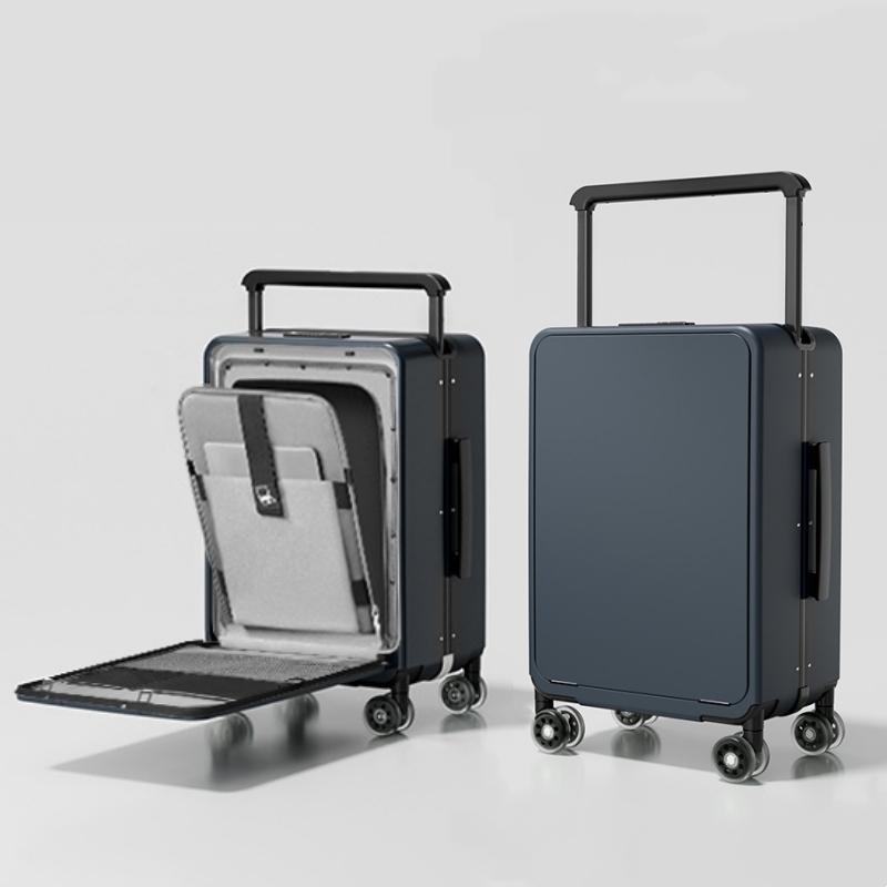 フロントオープンスーツケースワイドハンドルトロリー旅行ローリング荷物ラップトップポケット付き 1:9 ディープ倉庫ケース PC 素材 20/24