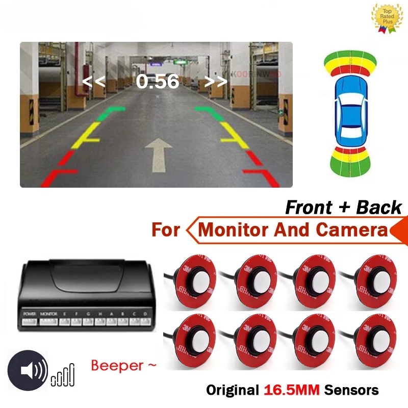 AHD Parktronic 13 ミリメートルフラット回転駐車場センサー 8 バックライトフロントリアブザー 12V Andriod DVD ビデオシステム