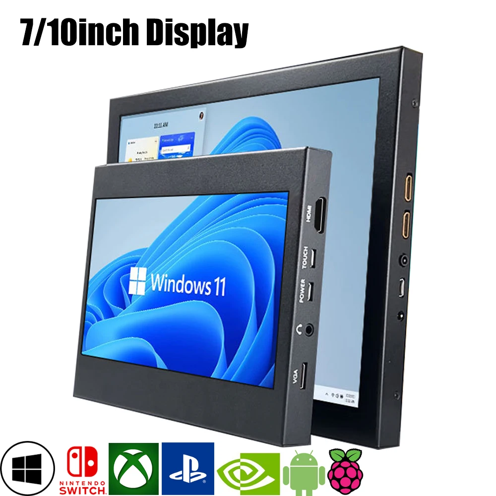7 インチ IPS タッチスクリーン HDMI 互換 LCD Raspberry Pi Orange Pi Windows PC ディスプレイ、Cortical Case ポータブルモニター付き
