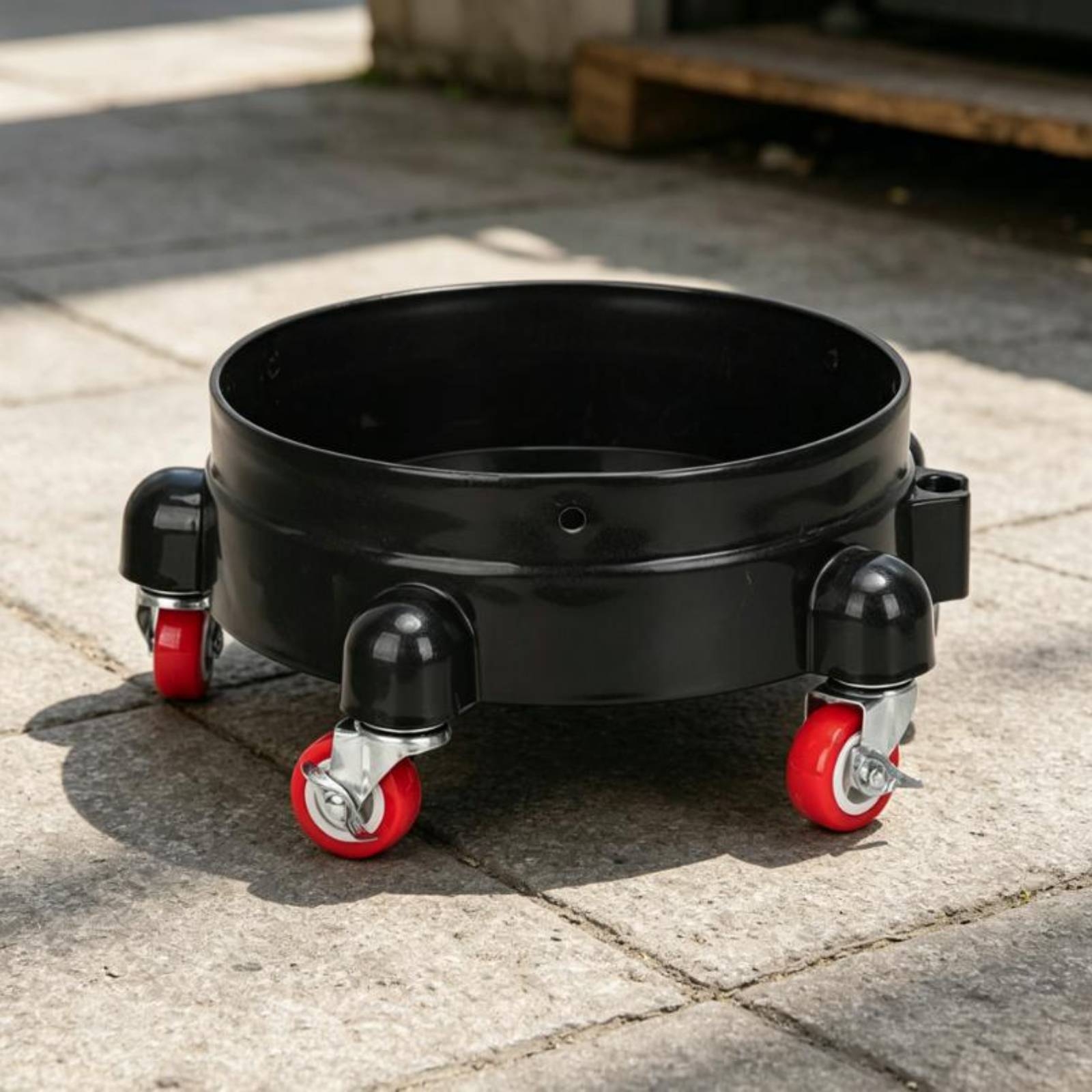 Car Wash Pail Dolly Cup-Style Holders Wheeled Pail Stand Cleaning Tool One-Piece Molded Equipment Caster Wheels