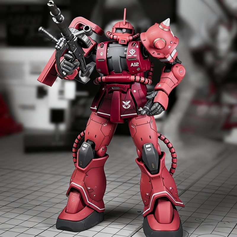 GTO シャア専用ザク HG 1/144 メカ組立モデルキット アクションフィギュア デスクトップ装飾人形 男の子用 パズルおもちゃ ギフト グッズ