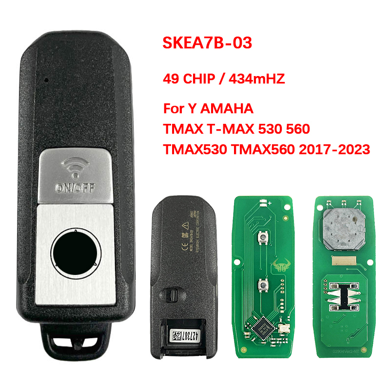MK0028 オートバイリモートスマートコントロール ID49 チップ 433.92MHz SKEA7B-03 近接キーフォブヤマハ TMAX530 TMAX560 2017-2023