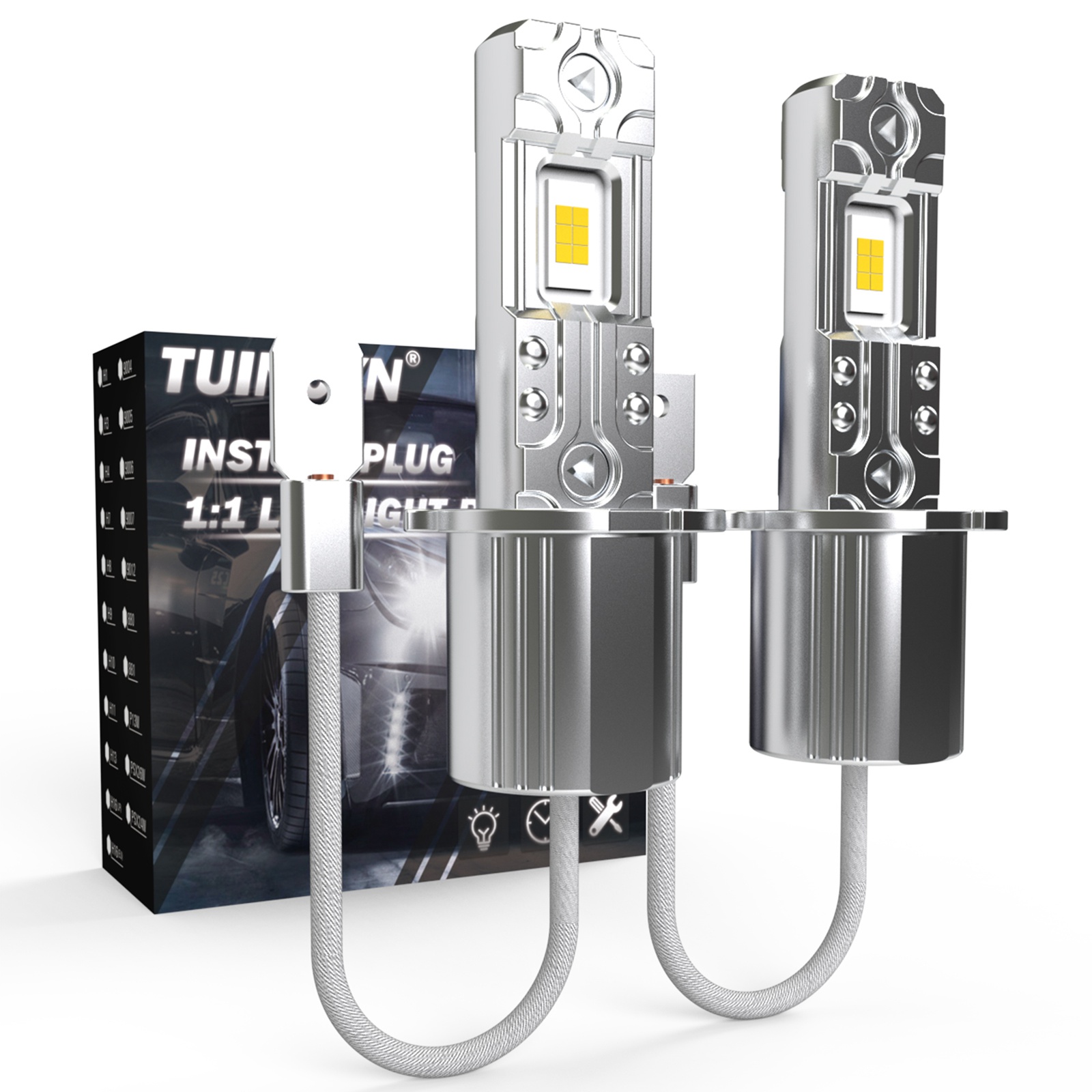 2 個 H3 スーパー Led 電球 80 ワットオートライト車の LED 電球車の光源 DC 12 V-24 V 6500 18K ホワイトフォグランプ車のヘッドライト