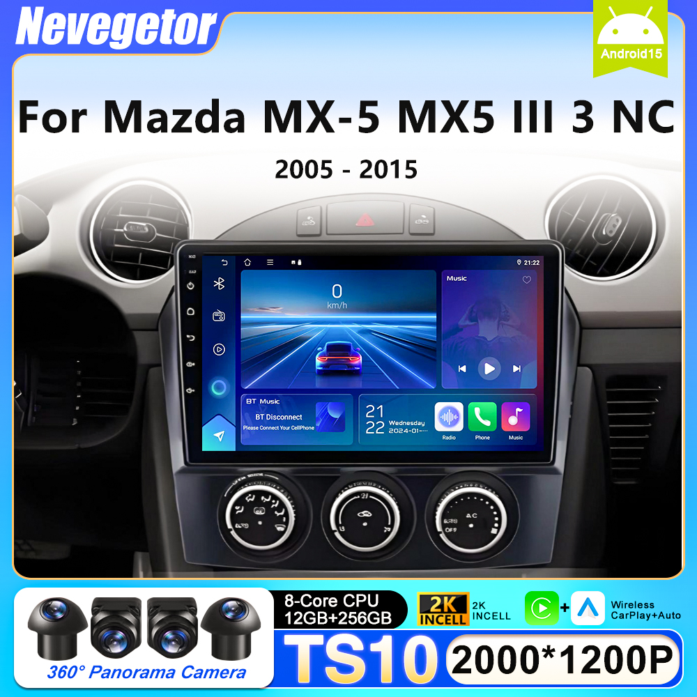 アンドロイド 16 マツダ MX-5 MX5 III 3 NC 2005 - 2015 マルチメディアビデオプレーヤー Carplay Android 自動 GPS 4 グラム WiFi ヘッドユニット