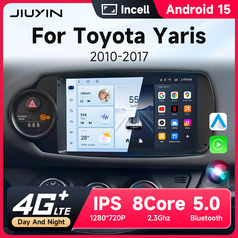 JIUYIN AI Voice 2 din Android Auto Radio For Toyota Yaris 2012 2013 20014-2017 Carplay Car Multimedia GPS 2din autoradio