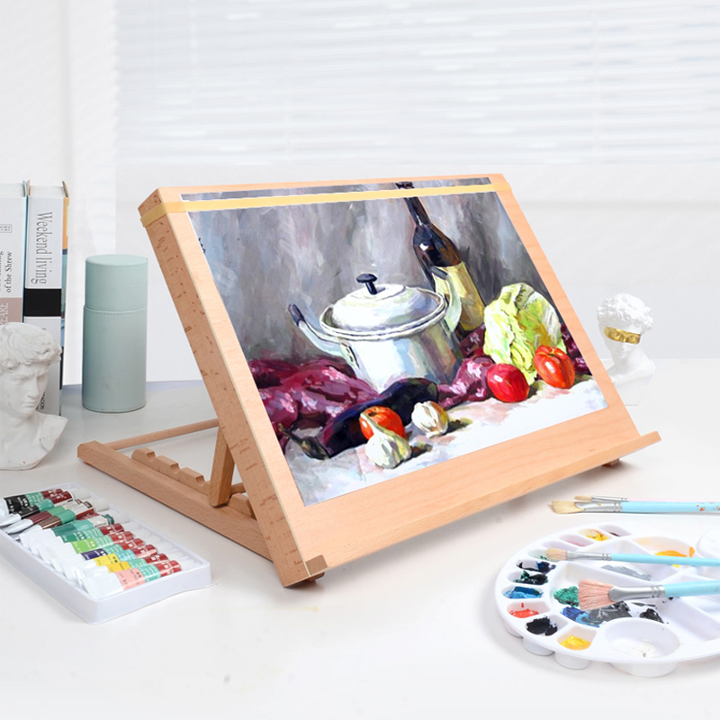 木製描画テーブル A3 ポータブルスケッチ本棚木製スタンドデスクトップ水彩オイルイーゼル絵画画材アーティストのための
