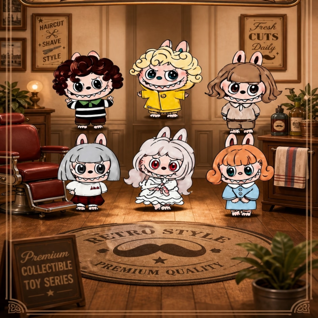 POPMART LABUBU モンスターヘアサロンシリーズビニールぬいぐるみペンダントブラインドボックスミステリーボックス人形かわいいアニメフィギュア装飾品ギフト