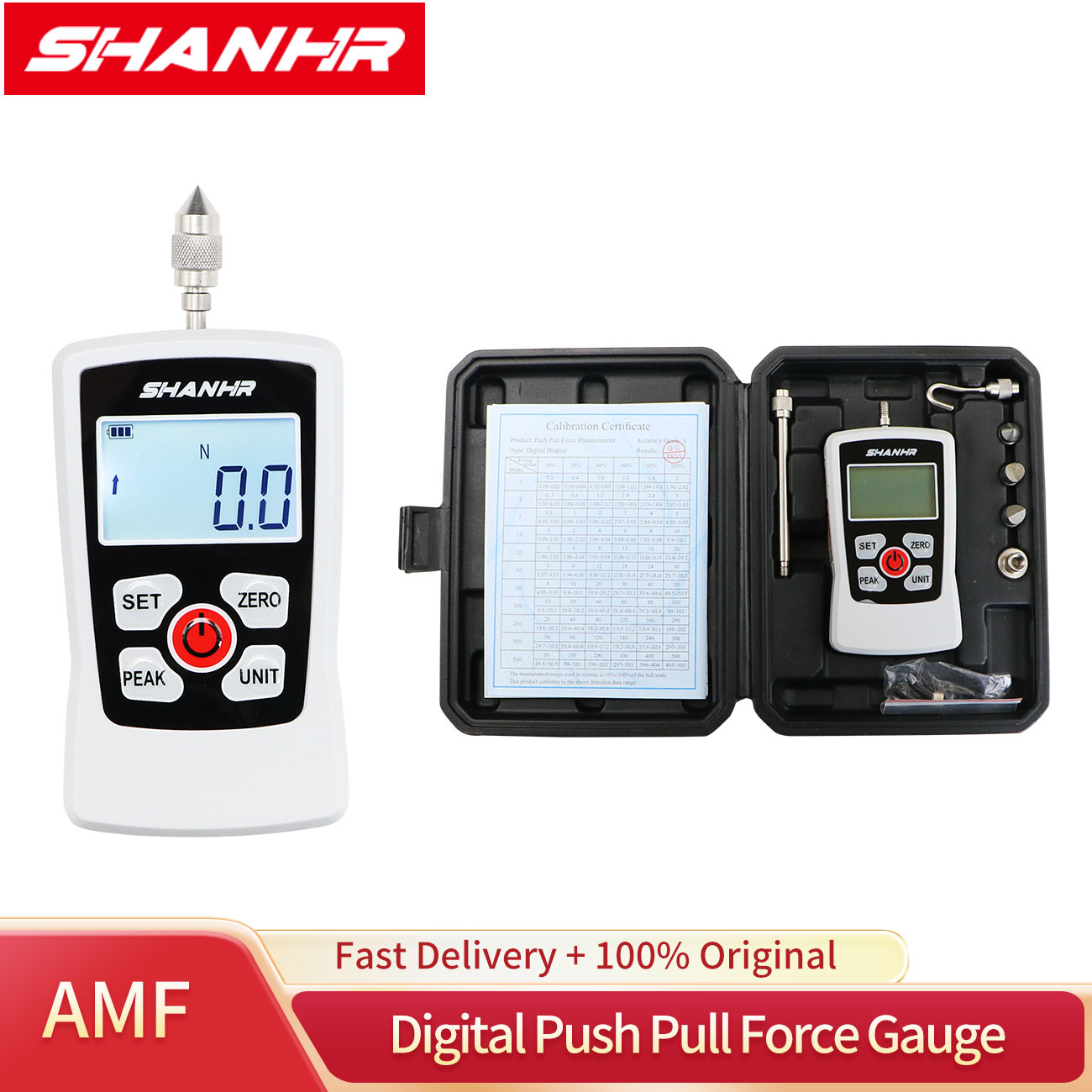 SHANHR デジタルフォースゲージプッシュアンドプルテスターメーター 4 ユニット N Kg Lb Oz 自動バックライト、ブザーアラーム機能付き