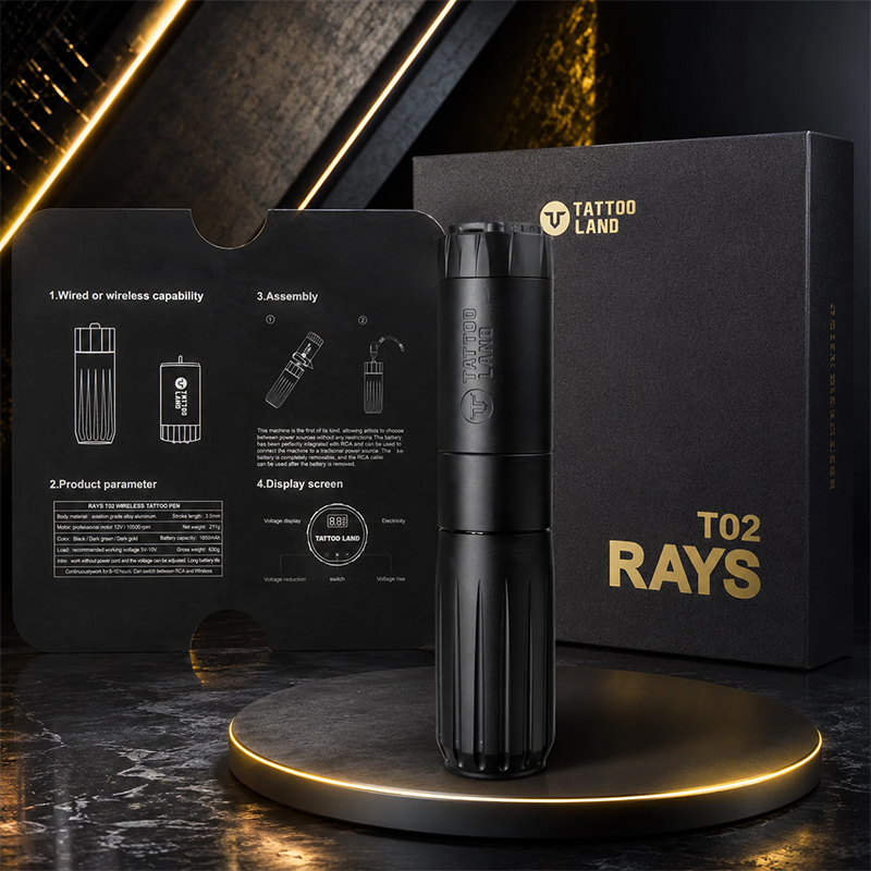 RAYS TO2 ワイヤレスタトゥーペン、1800mAh 充電式アートメイクマシン、ボディアートプロフェッショナルタトゥー供給用