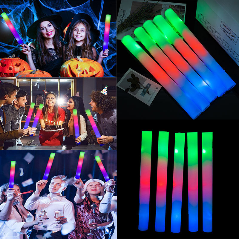 30 個 RGB LED グローフォームスティックバルクカラフルな LED グロースティック応援チューブダークライト誕生日ウェディングパーティー用品