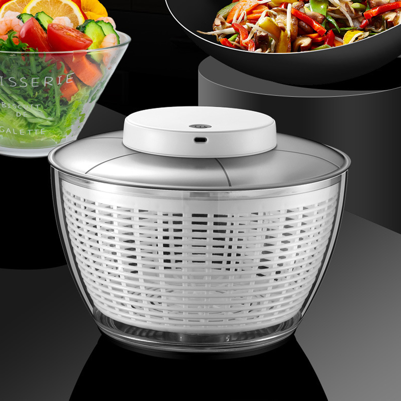 サラダスピナー電動/手動野菜脱水機多機能食品果物乾燥機速乾性排水バスケットキッチンアクセサリー