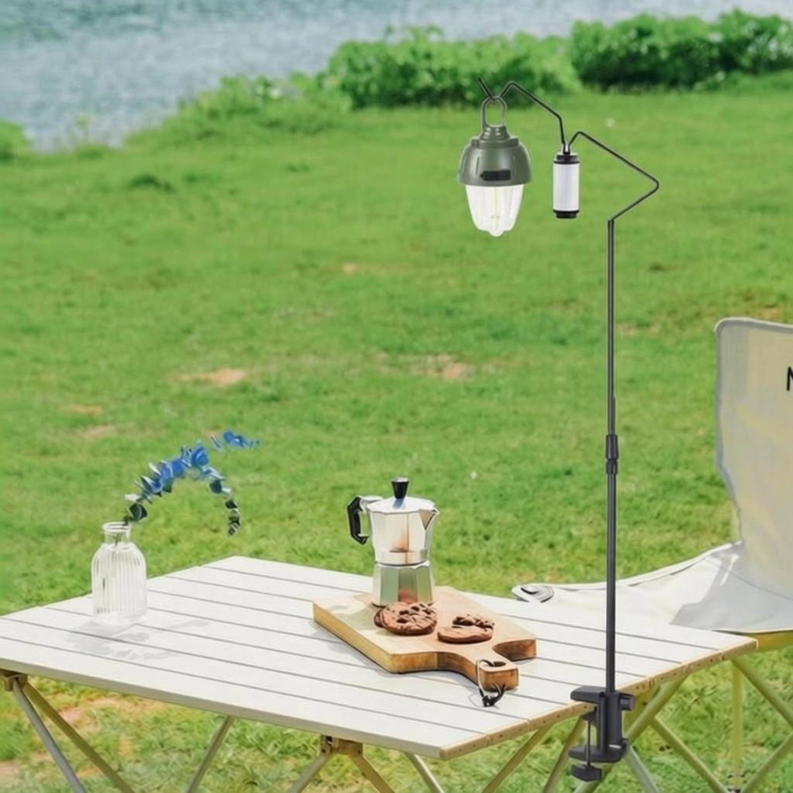 Tabletop Lantern Hanger Stand Carbon Steel Clamp Lantern Holder Adjustable Light Stand Sturdy Metal