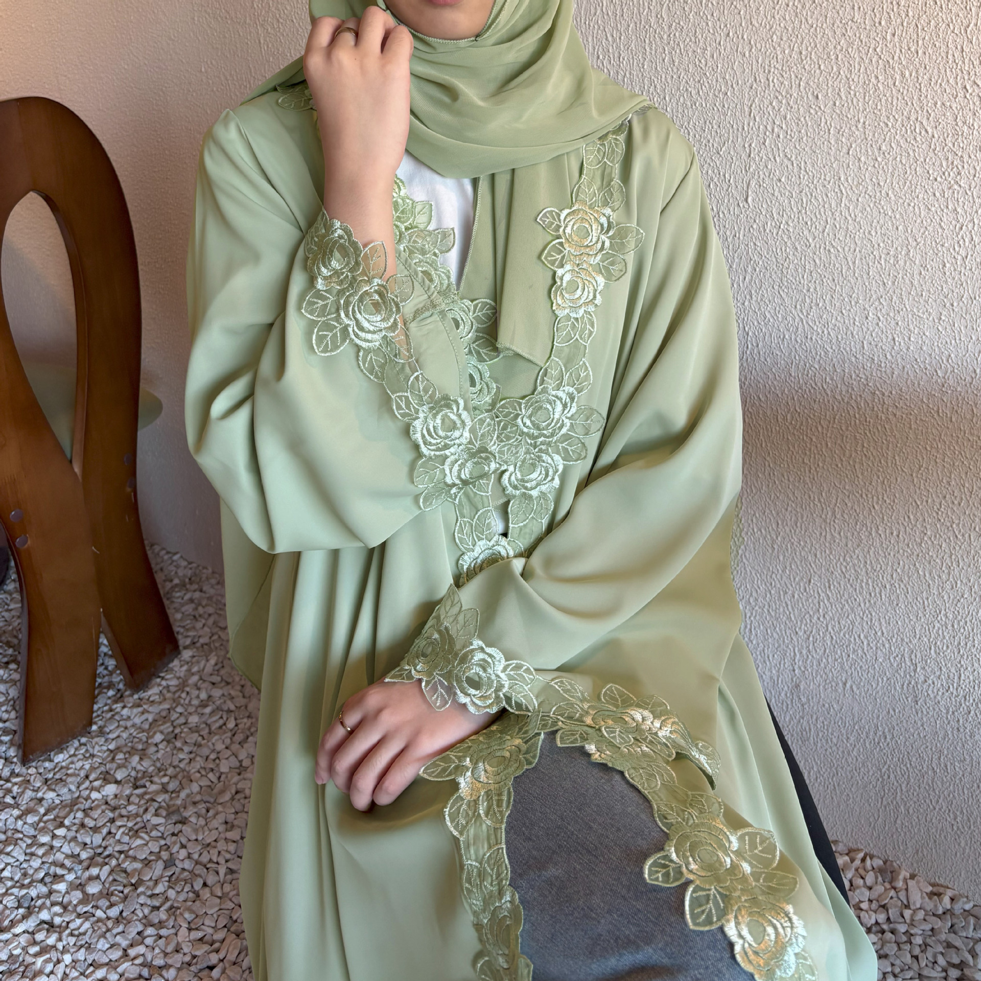 イードアバヤドバイ女性ドレスレースカーディガンエレガントなイスラム教徒 Jalabiya ラマダン Vestidos ラルゴスパーティードレスアラブロングローブモロッコ