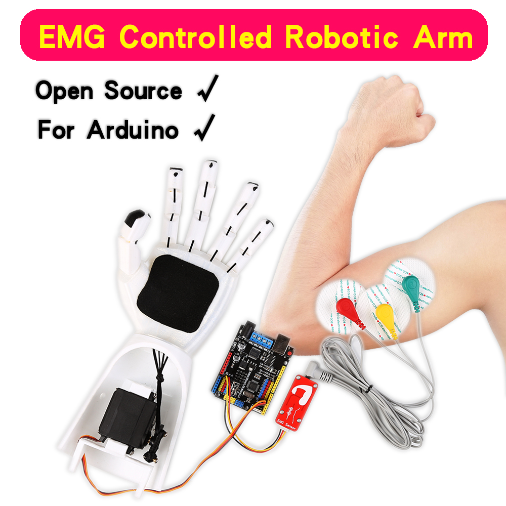 EMG センサー ロボット アーム 筋電気信号センサー ロボット アーム、ARDUINO プロジェクト オープンソース ラボラトリー プロジェクト