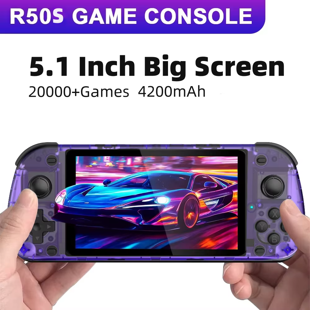 5.1 インチ R50S レトロ携帯ゲーム機 854*480 大画面 Linux システムポータブルポケットビデオゲームプレーヤー少年ギフト