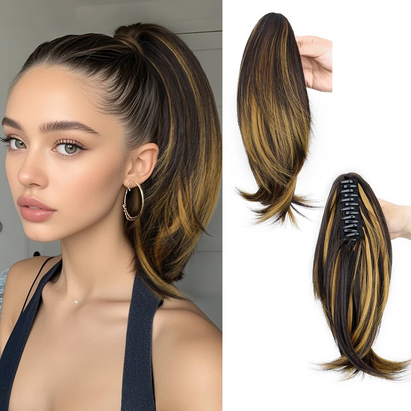 合成ショートポニーテールナチュラル爪ポニーテール女性のためのヘアバックルエクステンション耐熱マチュラルヘアポニーテール