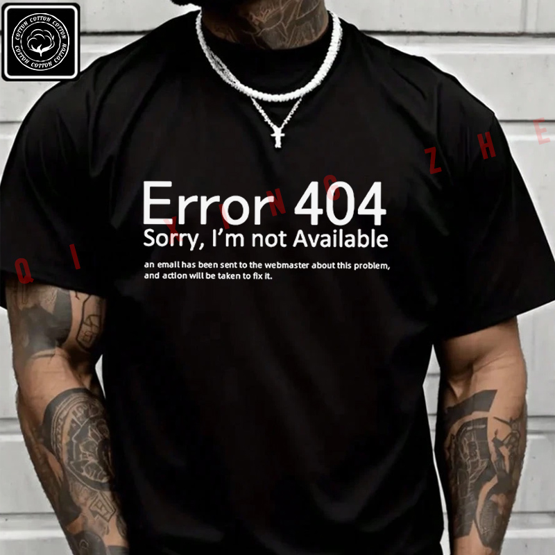 2026 メンズ Tシャツおかしい 404 エラーコーディングオタクプログラマーオートバイ Tシャツ綿メンズ夏半袖トップス Tシャツ