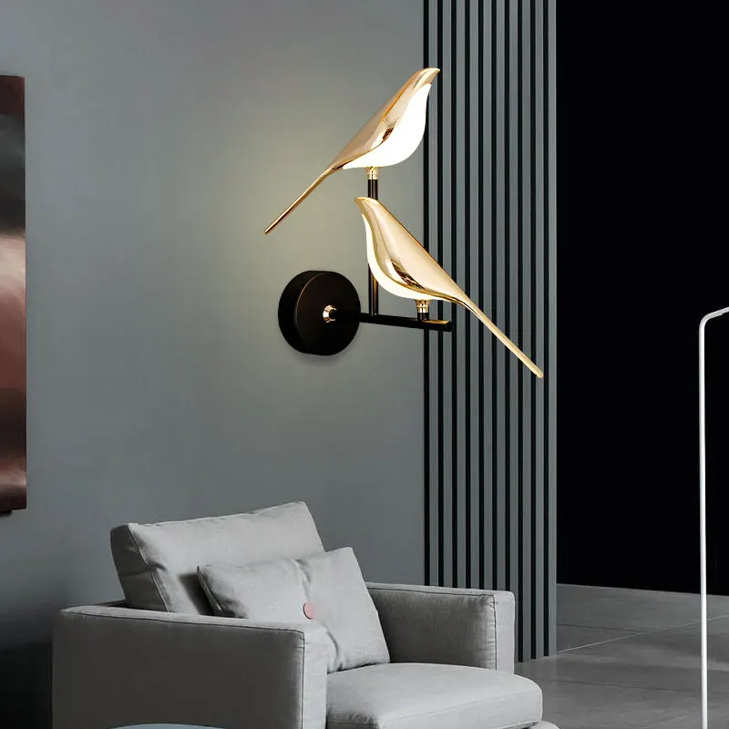 現代の LED ウォールランプカササギ鳥屋内照明装飾ホームベッドルームベッドサイドリビングルームアート装飾壁ライト燭台