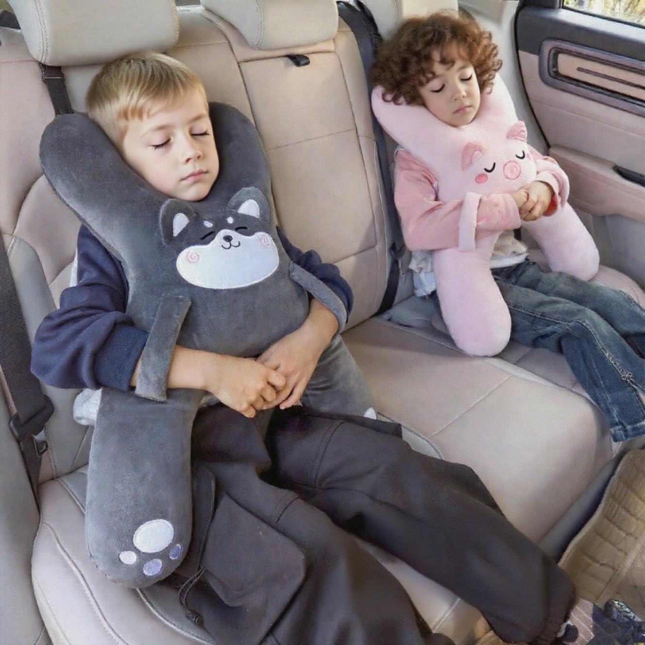 車の首枕シートベルト付き車の睡眠サポート枕安全シートヘッドレスト衝突防止車の枕子供旅行昼寝枕