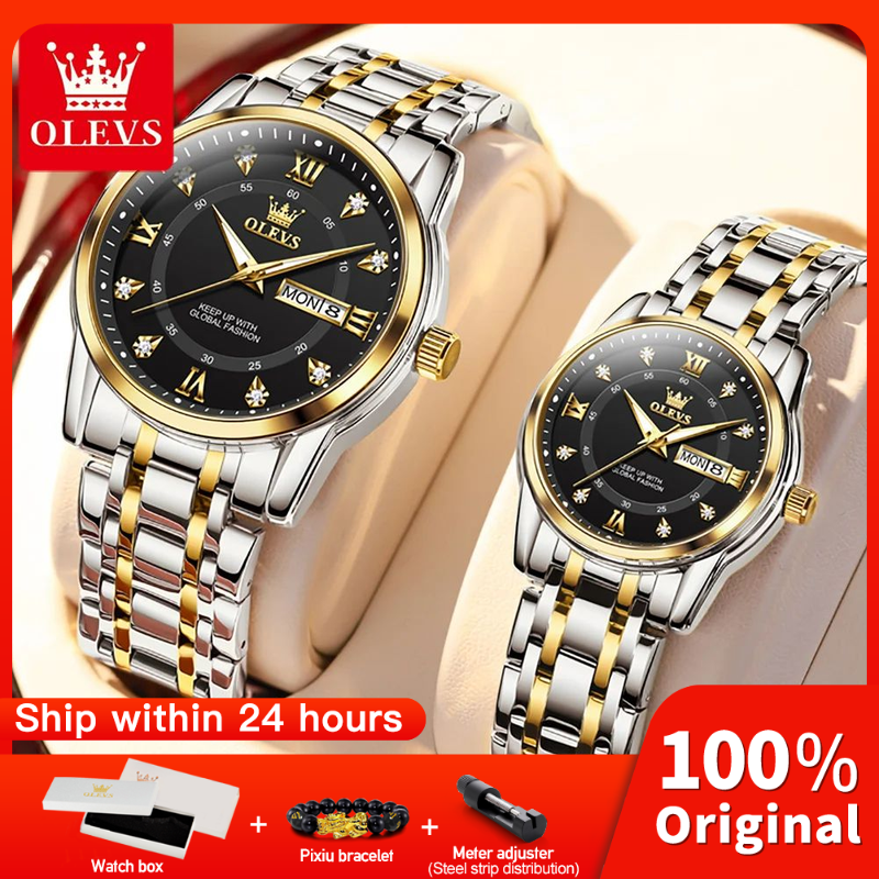 OLEVS 5513 カップル腕時計高級オリジナルファッションブランド防水発光クォーツ時計シングルカレンダーデザイン日付スポーツ