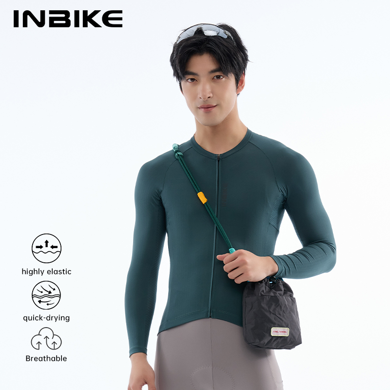 INBIKE 男性夏長袖サイクリングジャージメッシュ脇の下パッチワーク吸汗通気性ロードバイクプロフェッショナルトップス
