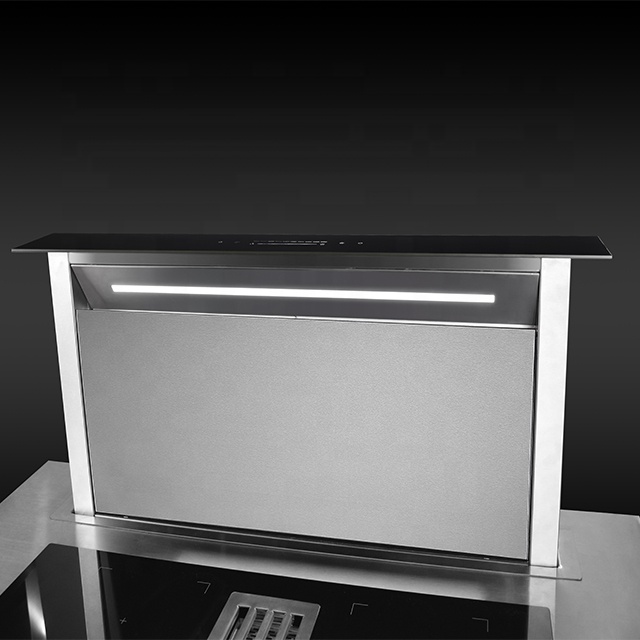 Electric Powered Slide-Out Range Hood With Glass And Stainless Steel For Household And Hotel Use Downdraft Range Hood