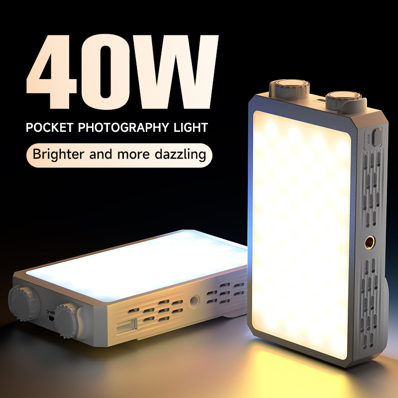 BOSHENG 40 ワット LED カメラライト 2500K-9000K 二色 4400mAh ビデオランプハンドルポータブルライト写真撮影ライトカメラに CCT 付き