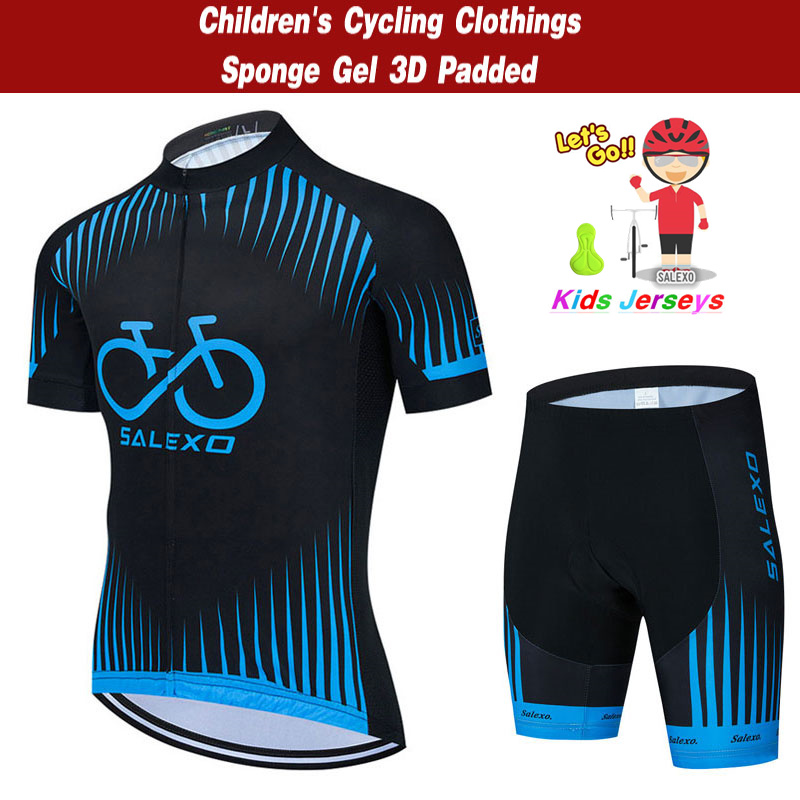 2024 蛍光グリーン子供サイクリングジャージセット半袖通気性子供自転車服男の子と女の子の夏の自転車の摩耗