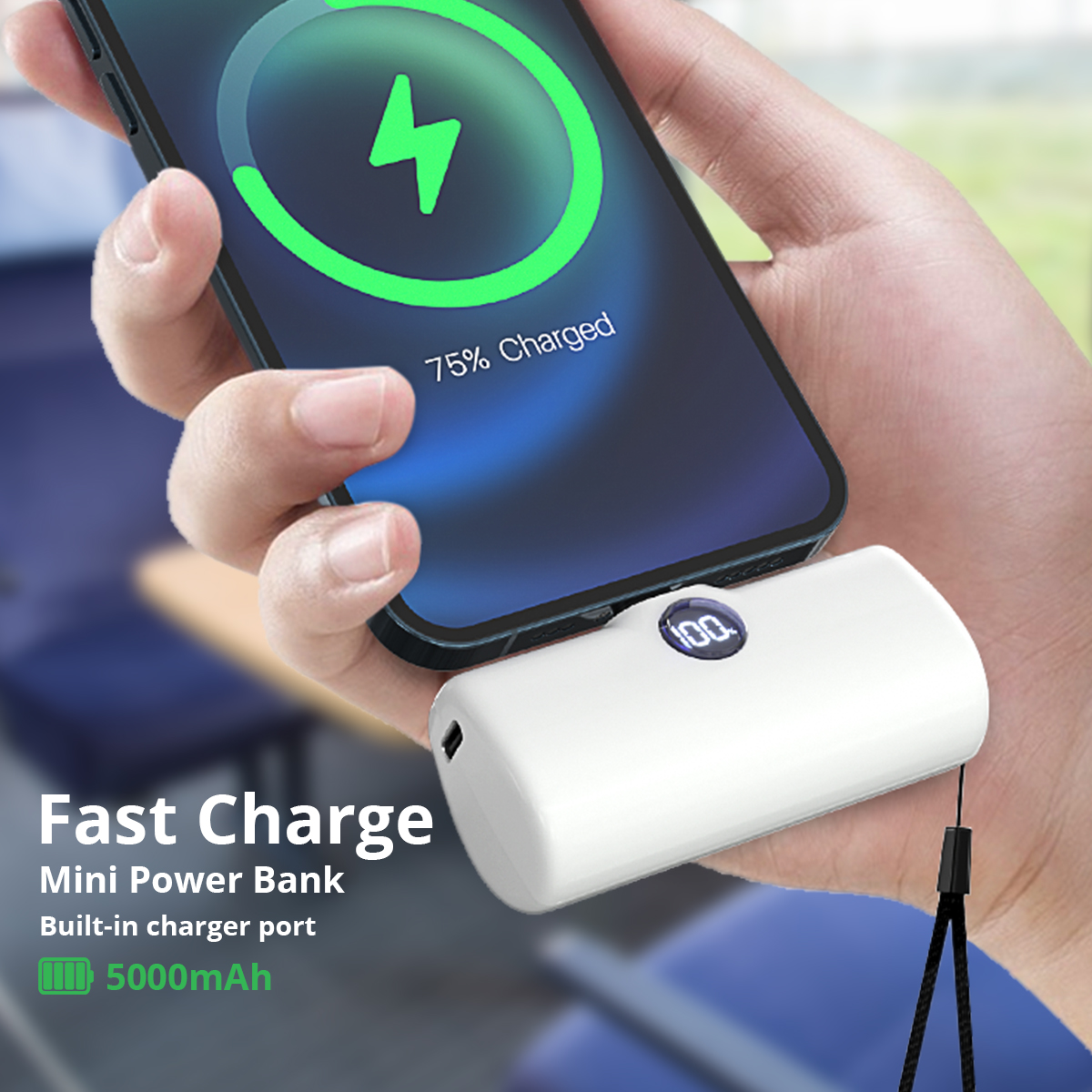 iPhone Samsung Xiaomi 用急速充電ポータブル充電器コンパクト外部予備バッテリー内蔵プラグ PD 急速充電パワーバンク